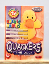 Ty Beanie Babies Quackers the Duck BBOC Platinum Edition Card