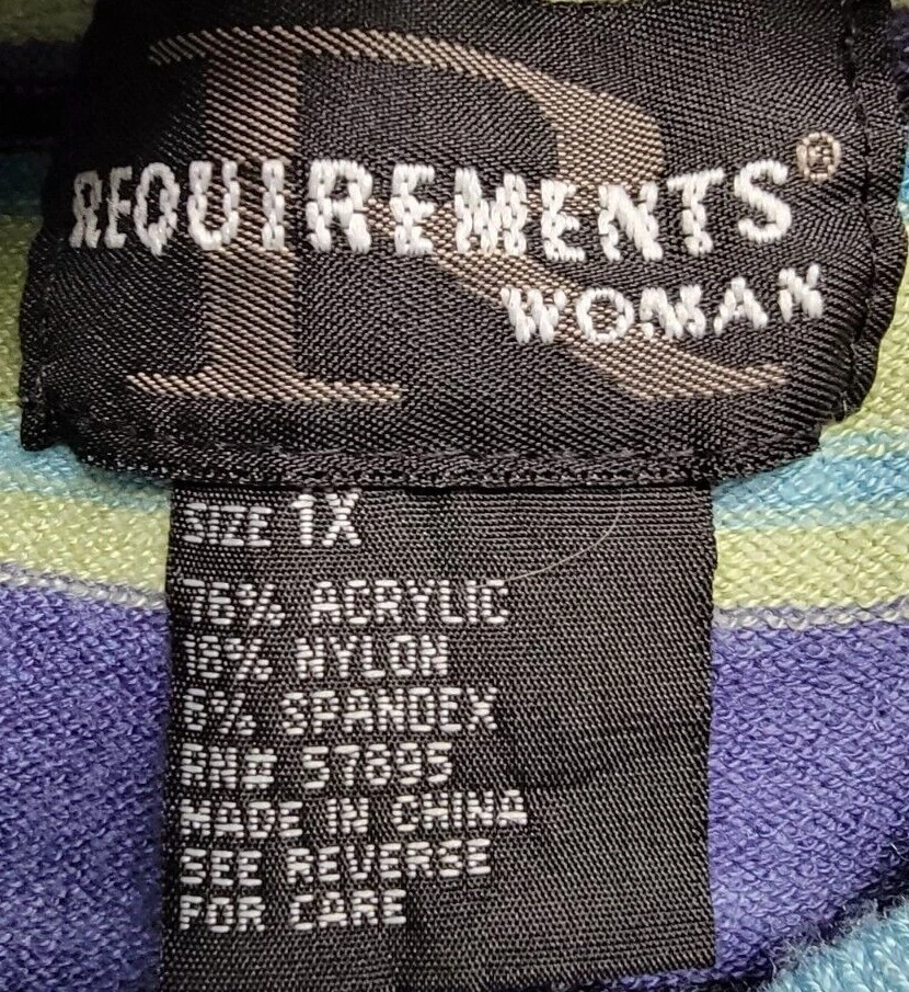 Requisitos Mujer Suéter Camisa Top Blusa Talla 1X Multicolor Rayas Foto 2 de 4