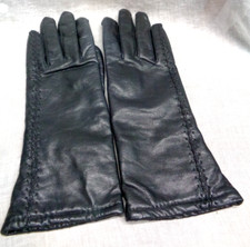 Vtg Women s GIMBELS DEPT STORE Genuine Leather Gloves Size L  Color: Black