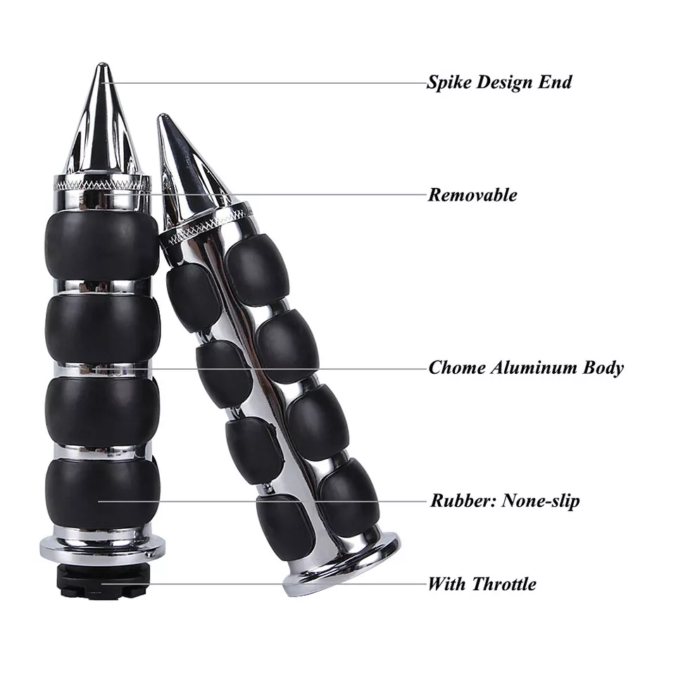 1" Motorcycle Handle Bar Hand Grips Chrome For Harley Cruiser Dirt Bike Yamaha - Image 4 of 4