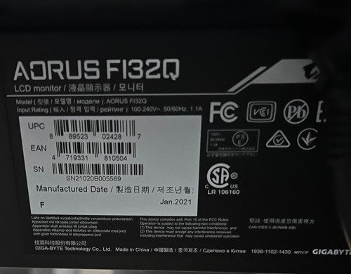 GIGABYTE AORUS FI32Q 32" QHD IPS LED Gaming Monitor Very Good - Afbeelding 3 van 12