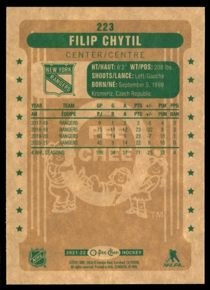 2021-22 O-Pee-Chee Retro Filip Chytil #223 - Image 2 of 2