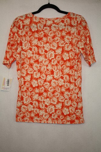 T-shirt Gigi LuLaRoe taglia M arancione brillante floreale nuova con etichetta - Foto 4 di 4