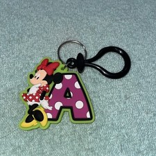 Disney Minnie Mouse Rubber Keychain Charm Detachable New Letter A