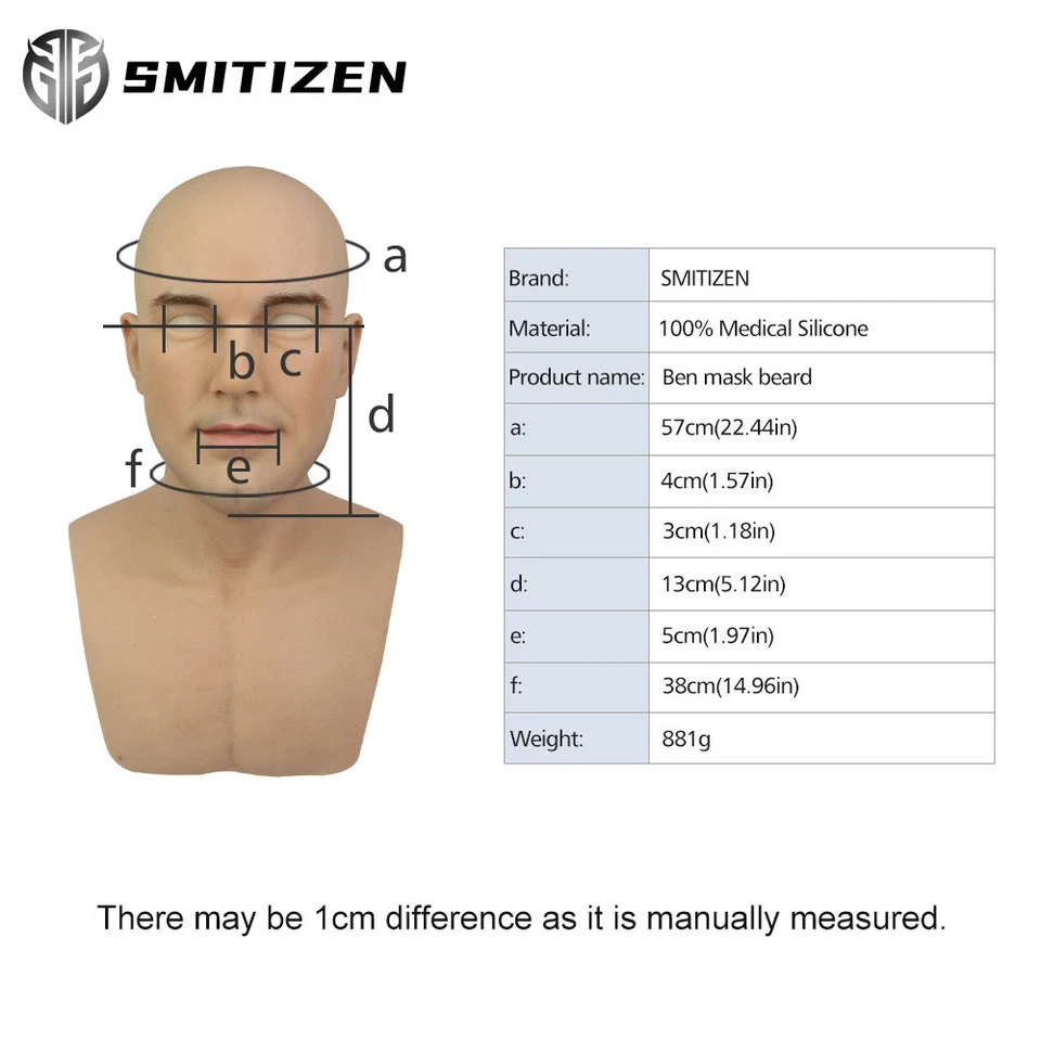 Máscara de piel humana con disfraz de silicona realista SMITIZEN máscara real para adultos Foto 2 de 4