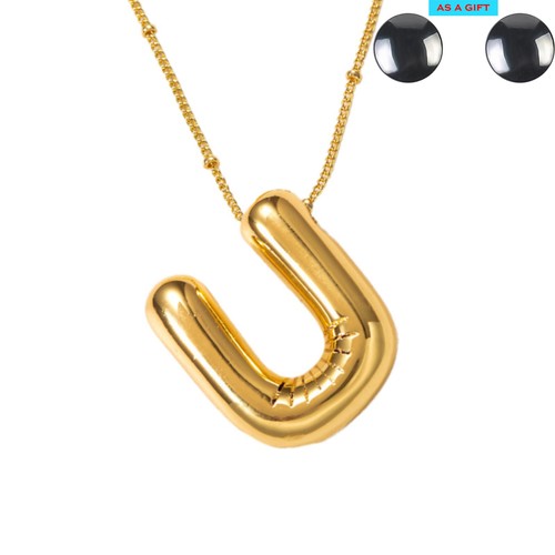 Bubble Letter Necklace Gold Plated With Bead Chain Dainty Jewelry Gift For Women - Picture 83 of 99