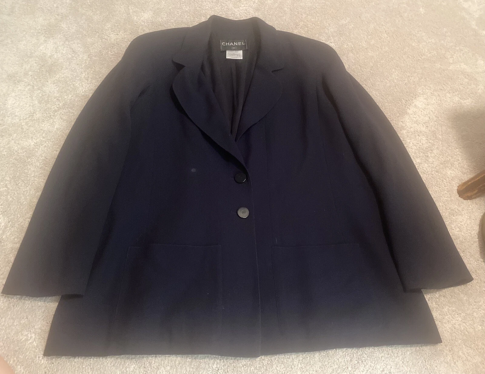 Giacca blazer Chanel blu navy lana taglia 48