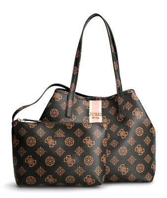 GUESS VIKKY Tote Mocha Logo, Damentasche Handtasche Shopper Handbag