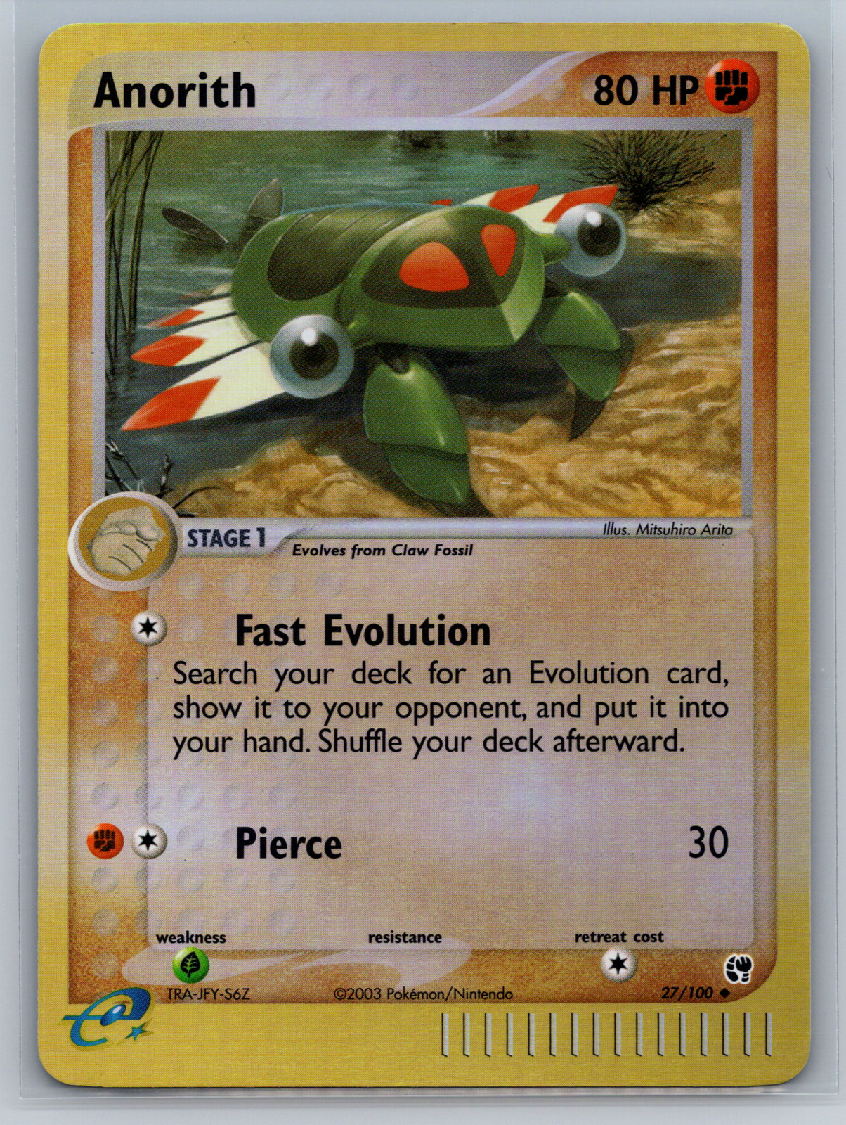 Anorith 27/100 Reverse Holo Pokemon 2003 E-Reader EX Sandstorm NM