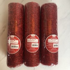 3 Rolls Red Deco Mesh Fabric 10.5  X 15 Ft Each