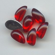 36 VINTAGE RUBY ACRYLIC 13x8mm. HIGH DOME TEARDROP CABOCHONS 7083