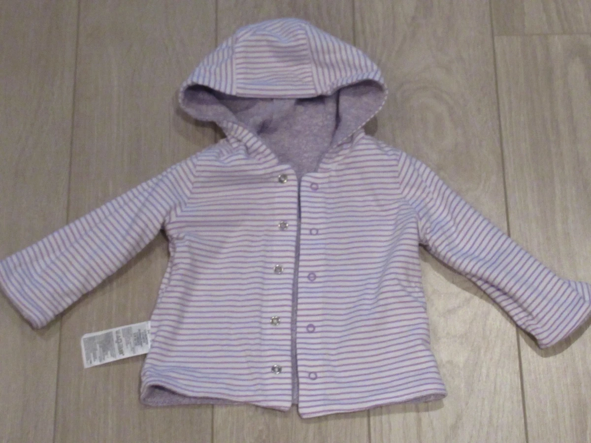 Baby Gap Girls Reversible Bear Hoodie Cardigan Sweater Purple 3 6
