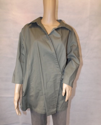   UNE MODE POUR MOI   52 ~ khaki ~ Tolle Bluse ~ 3/4-arm ~ Wickel-Optik ~ NEU