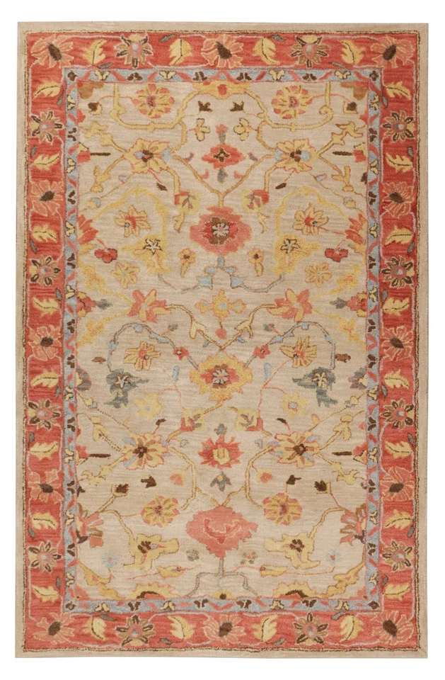 Elham Beige Contemporary Oriental Style Handmade Woolen Area Rugs & carpet - Image 2 of 4