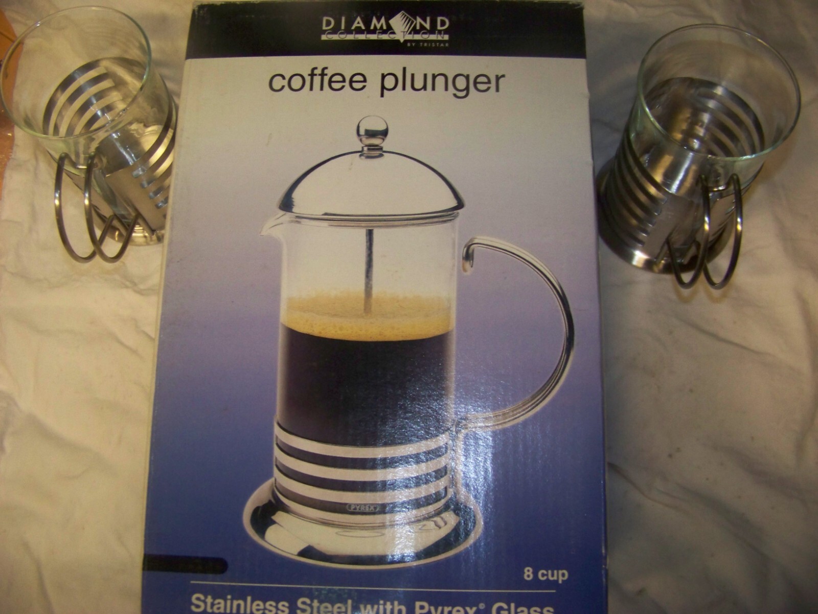Brick Euro Coffee Plunger - 8 Cup Brushed Stainless Steel,Cu