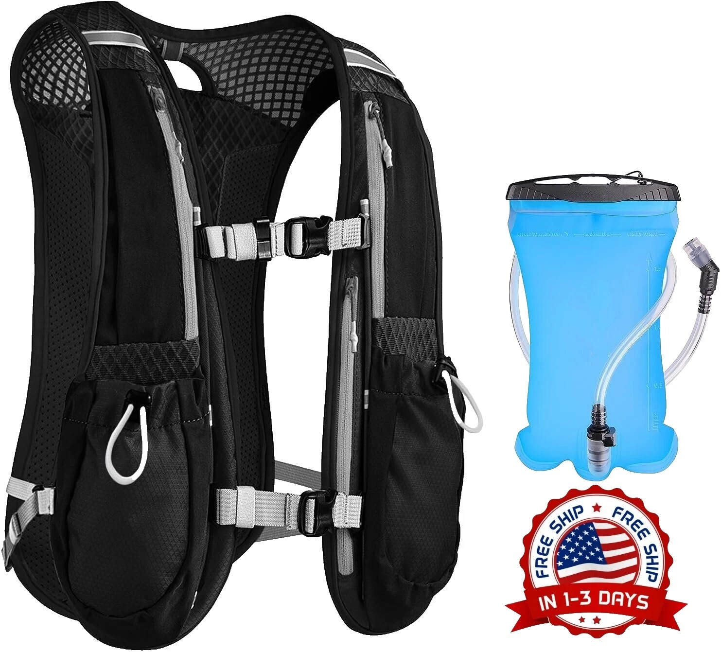 Black Fitness Hydration Vests