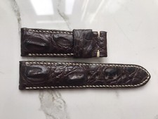 Size 20/18 Dark Brown Genuine Croc Leather Skin Watch Strap Band, Wristband