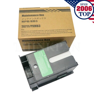 New For Epson WF-3620 7710 WorkForce WF-7610 7620 Maintenance Box T6711 w/Chip