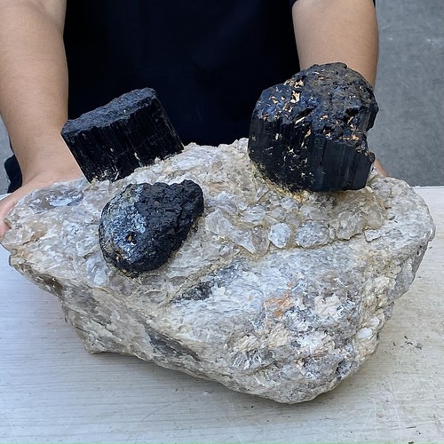 26.22LB Quartz crystals combine with black Tourmaline mineral Specimen - Foto 11 di 15