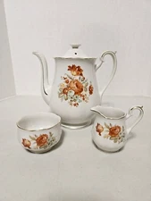 Vtg Tall Drip-O-lator Coffee Pot w/Creamer & Sugar Bowl - Enterprise Aluminum Co