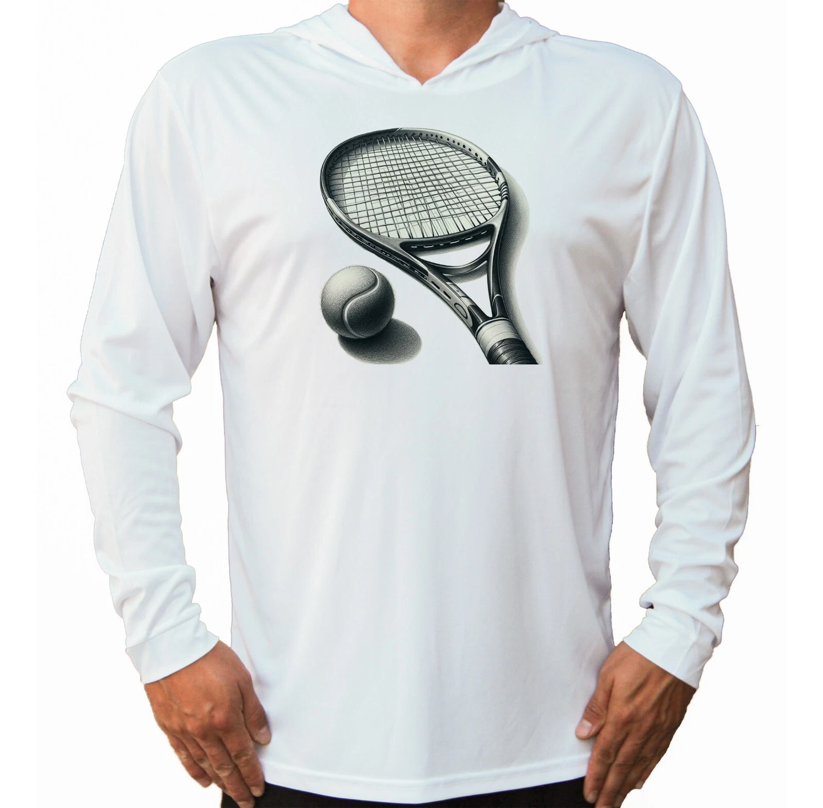 Tennis Ball Game UV Protected UPF 50 Long Sleeve Beach Fishing Boat Sport Hood