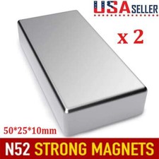 2 x Super Strong Block Fridge Magnets Rare Earth Neodymium Magnet 50x25x10mm N52