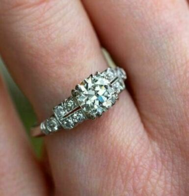 Engagement Ring Solid 14k White Gold 2.Ct White Round Cut VVS1 Moissanite Size 5