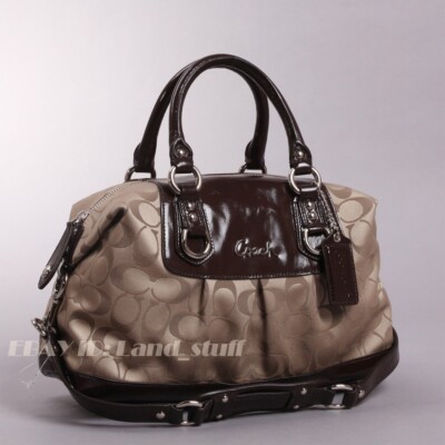 Coach Handbag Ashley F15443 Signature C Satchel Khaki/Mahogany