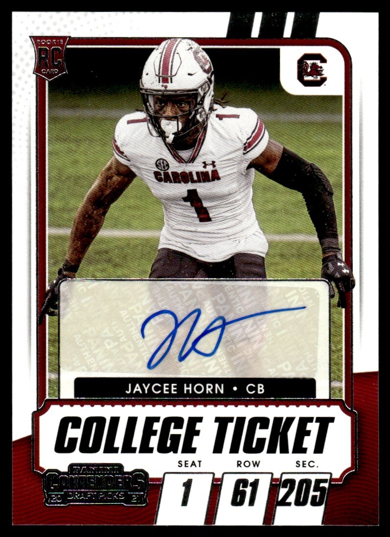 2021 Panini Contenders Draft Picks Auto Jaycee Horn RC Auto South Carolina