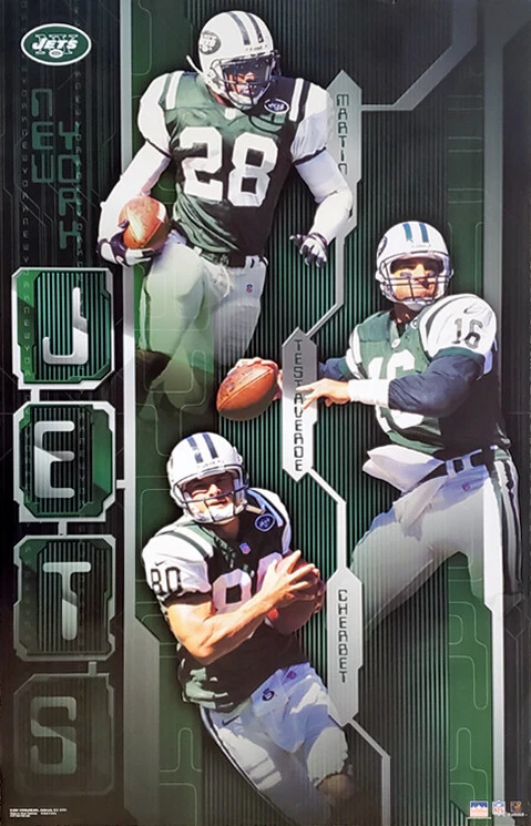 SPORTS POSTER WAREHOUSE New York Jets 2001 Vintage 22x34 POSTER - Curtis Martin, Testaverde, Chrebet