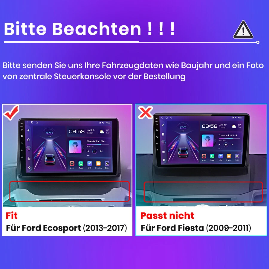 9" Für Ford Ecosport 2013-2017 Autoradio Android 14 GPS Navi BT WIFI DAB+ 32GB - Bild 4 von 4