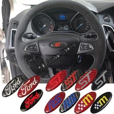 58x22mm Epoxy Carbon Fiber Emblem Car Steering Wheel Sticker for Ford ST RS M
