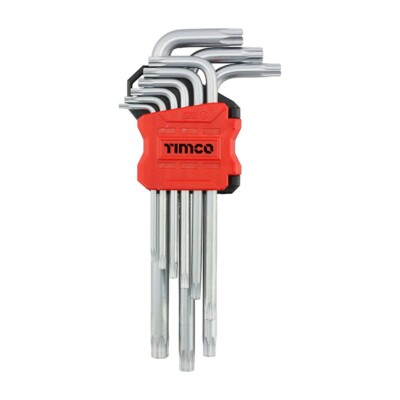 Timco 9-teiliges Torx-Schlüssel-Set - langer Arm TX-Schlüssel legierter Stahl Werkstatt & Heimwerker-Werkzeugset