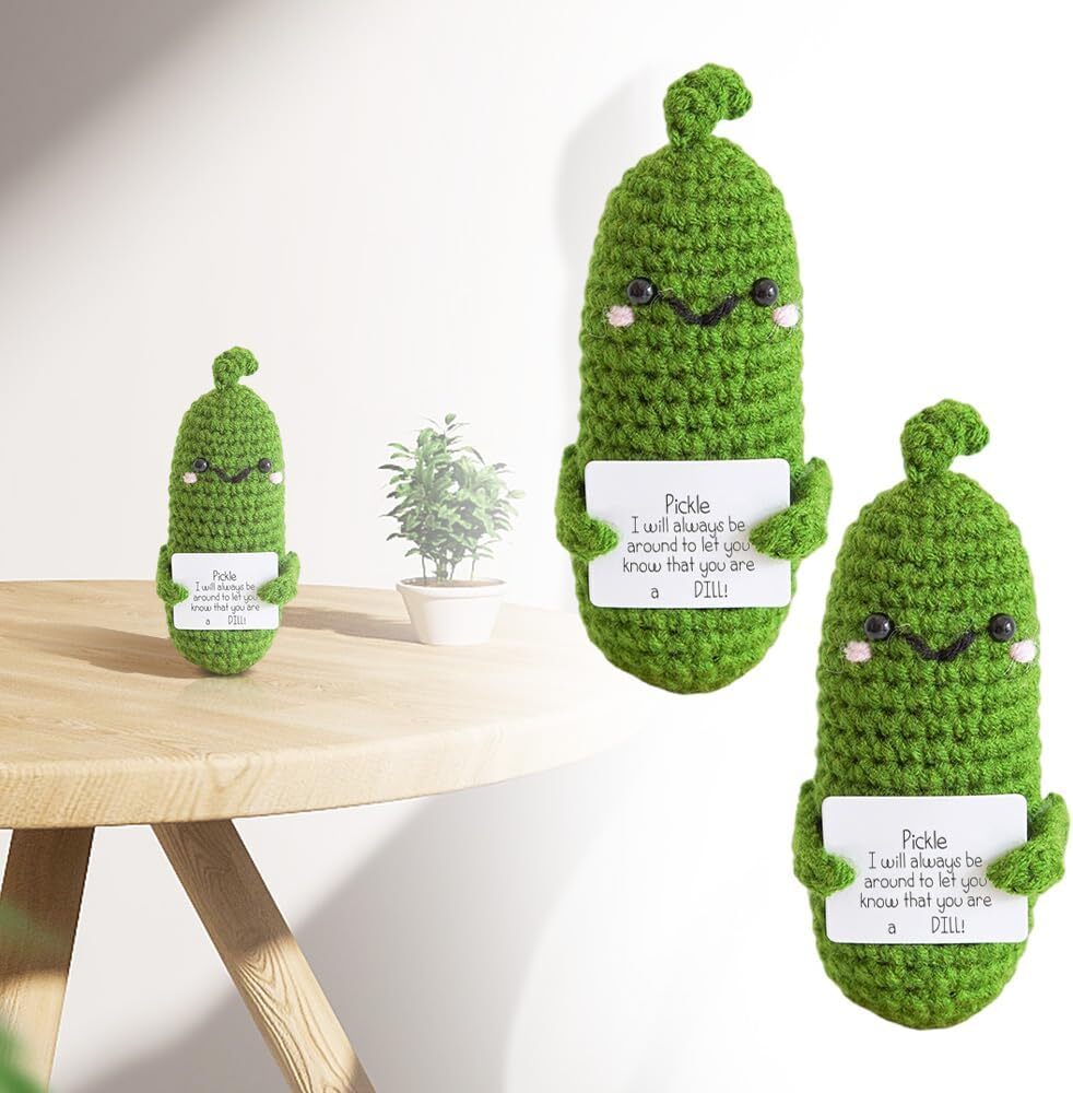 Pickled Cucumber Cute Gift Handmade Emotional Knitting Doll