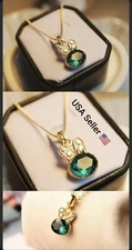 Fashion Simple Green Sea Exquisite Jewelry Cute Rabbit Pendant Crystal Necklace