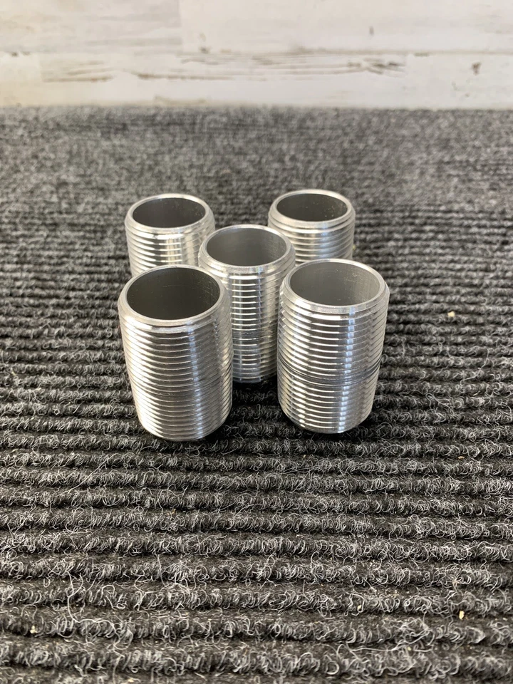 Lot of 5 - 1” x 2” Length Rigid Conduit Aluminum Close Nipples Threaded - Image 2 of 4
