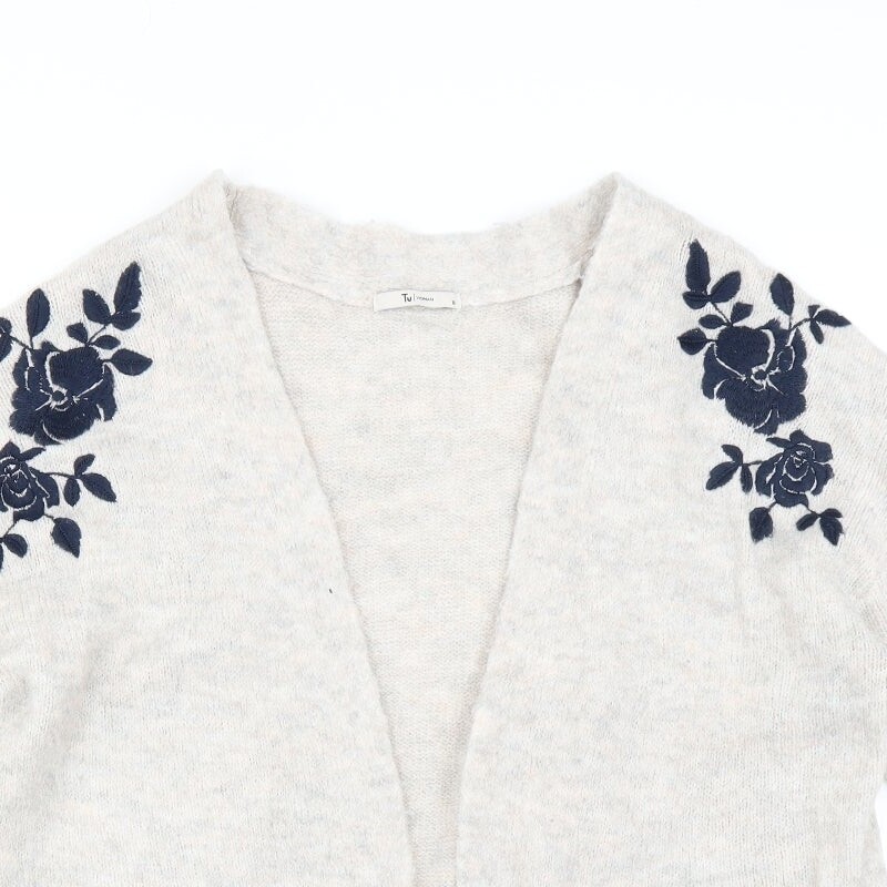 Sainsburys Womens Green VNeck Floral Acrylic Cardigan Jumper Size 16