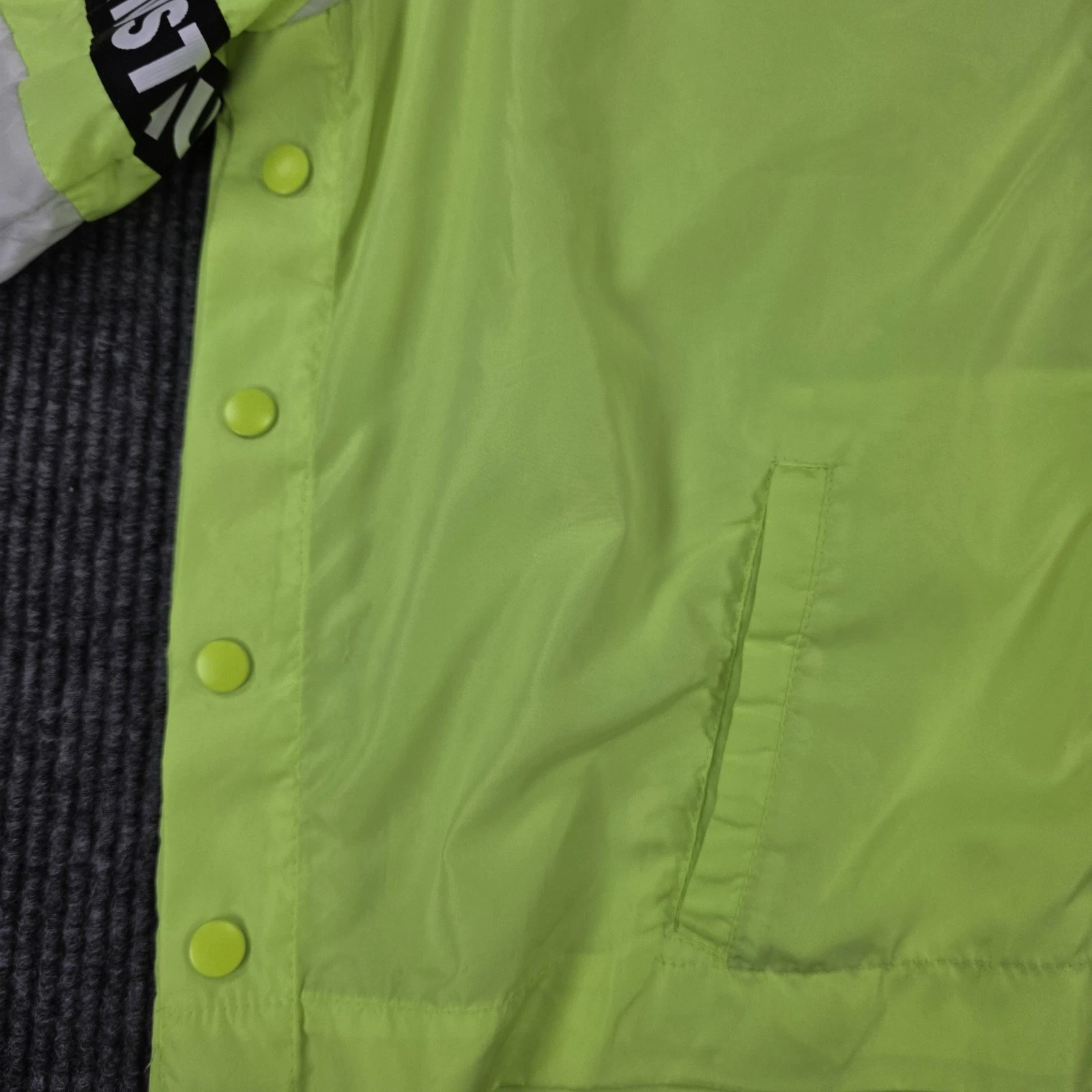 rue21 Jacket Mens Large Neon Yellow White Hooded Full Zip Windbreaker Hustle image 5