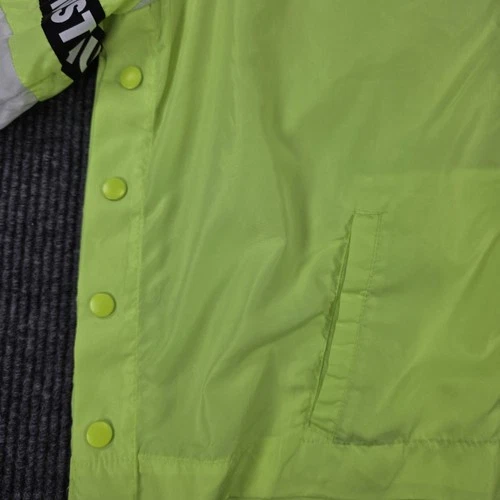 rue21 Jacket Mens Large Neon Yellow White Hooded Full Zip Windbreaker Hustle image 5