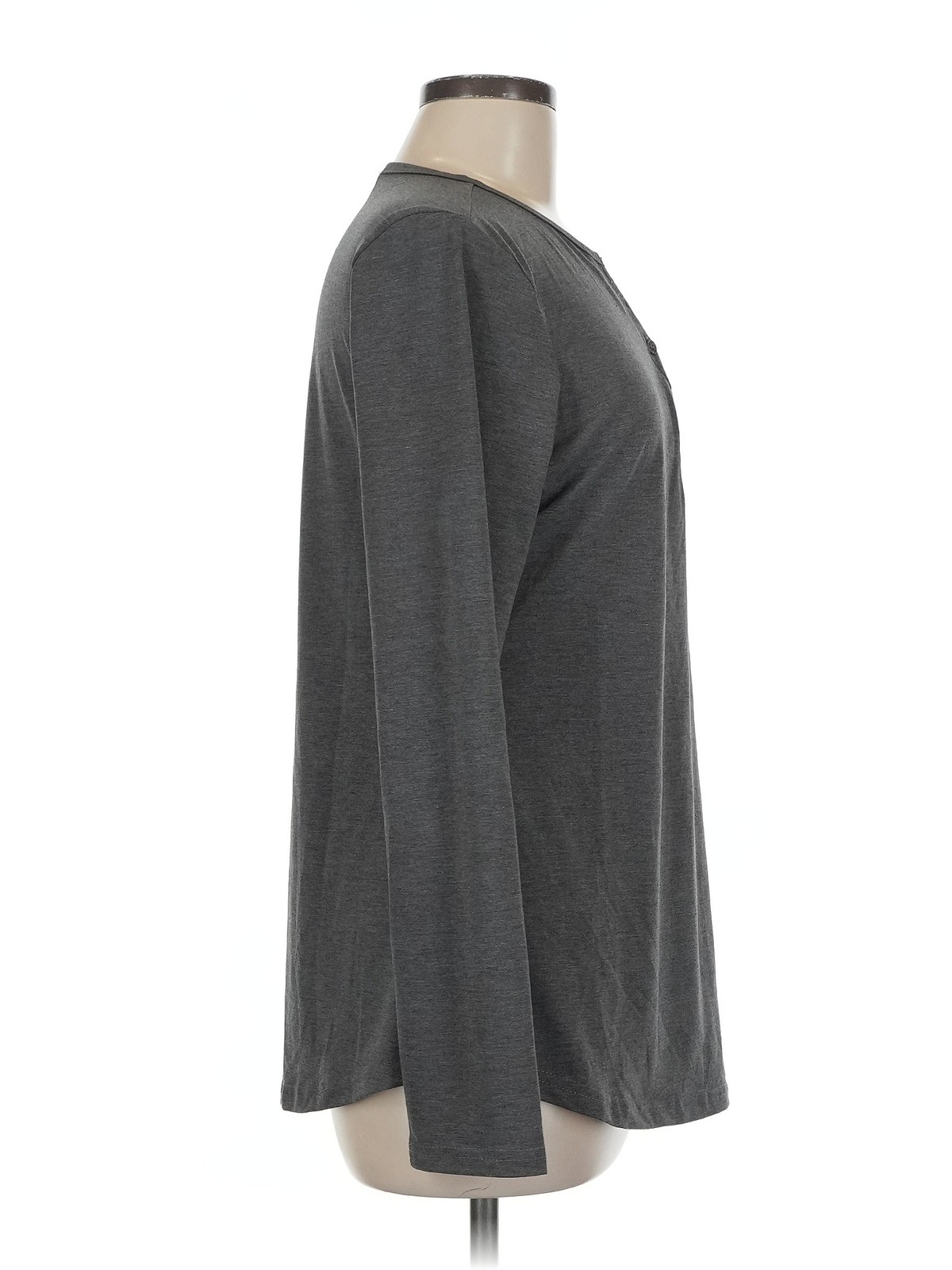 Ouges Women Gray Long Sleeve Henley M - image 3
