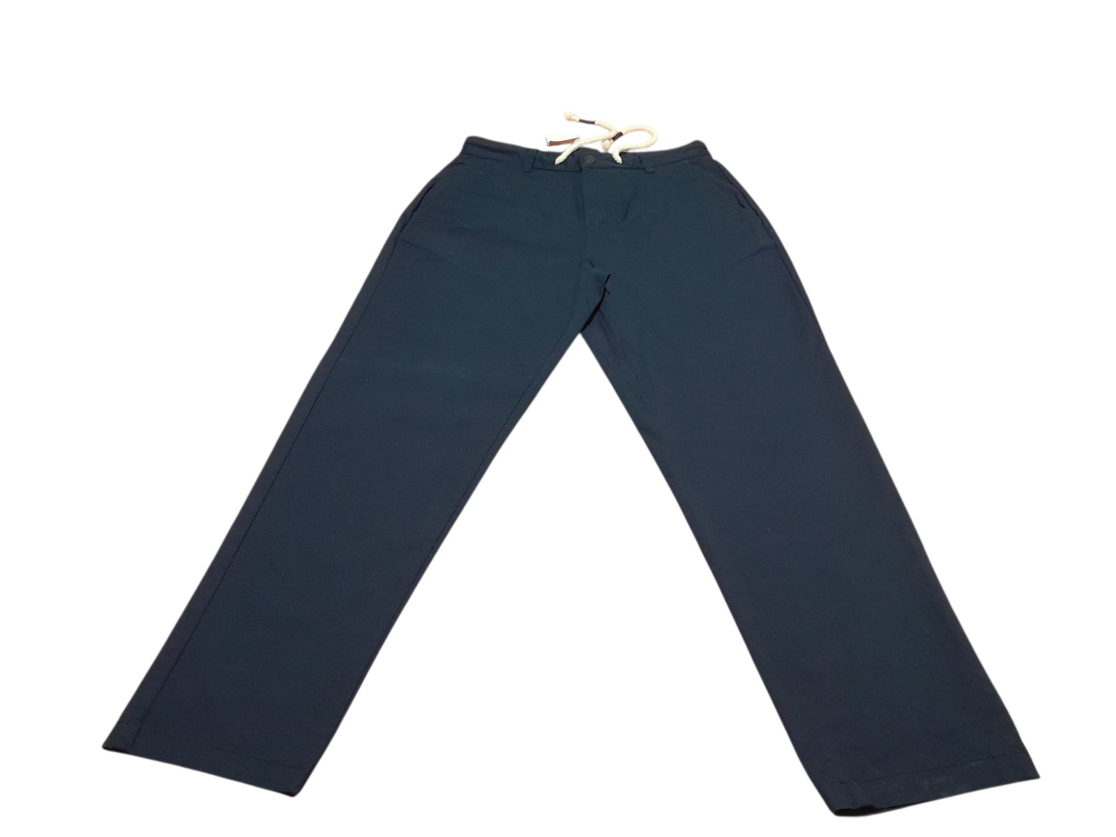 ZARA Men Tapered Fit Pants Navy Blue Drawstring Waist Size 30 EU 38 NEW