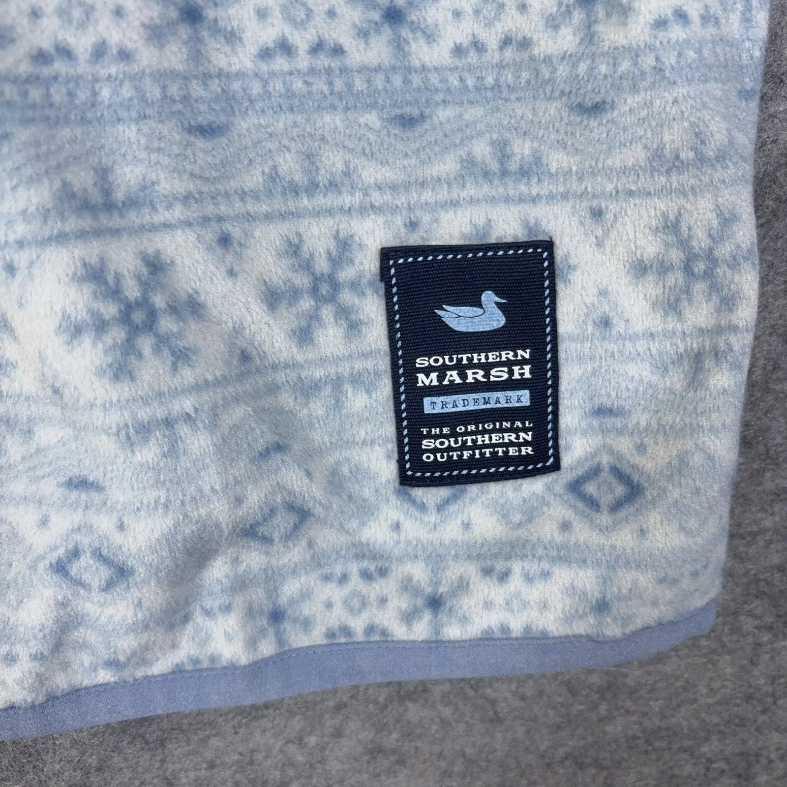 Southern Marsh Fleece 1/4 Zip Pullover Mens Sz L Blue Monmouth Fair Isle Snow - product detail image 4