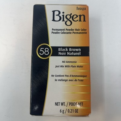 Bigen Permanent Powder Hair Color #58 Black Brown No Ammonia 0.21 oz