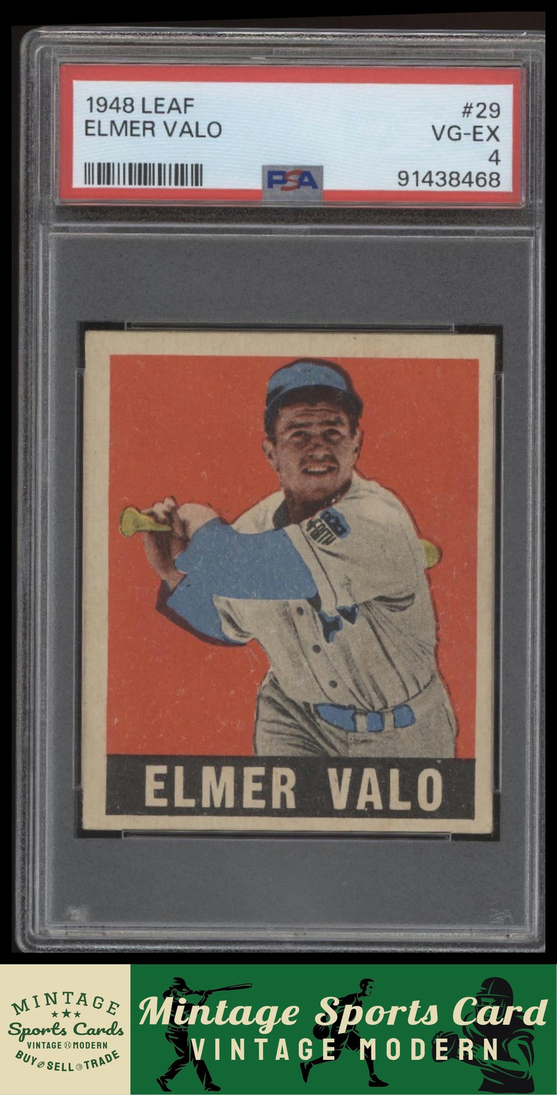 1948 Leaf - Elmer Valo - #29 Pittsburgh Pirates PSA 4