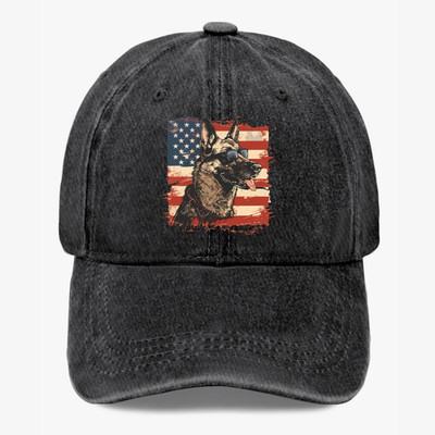 Cool German Shepherd USA Flag Dog Printed Hat Patriotic Sunglasses Cap Gift