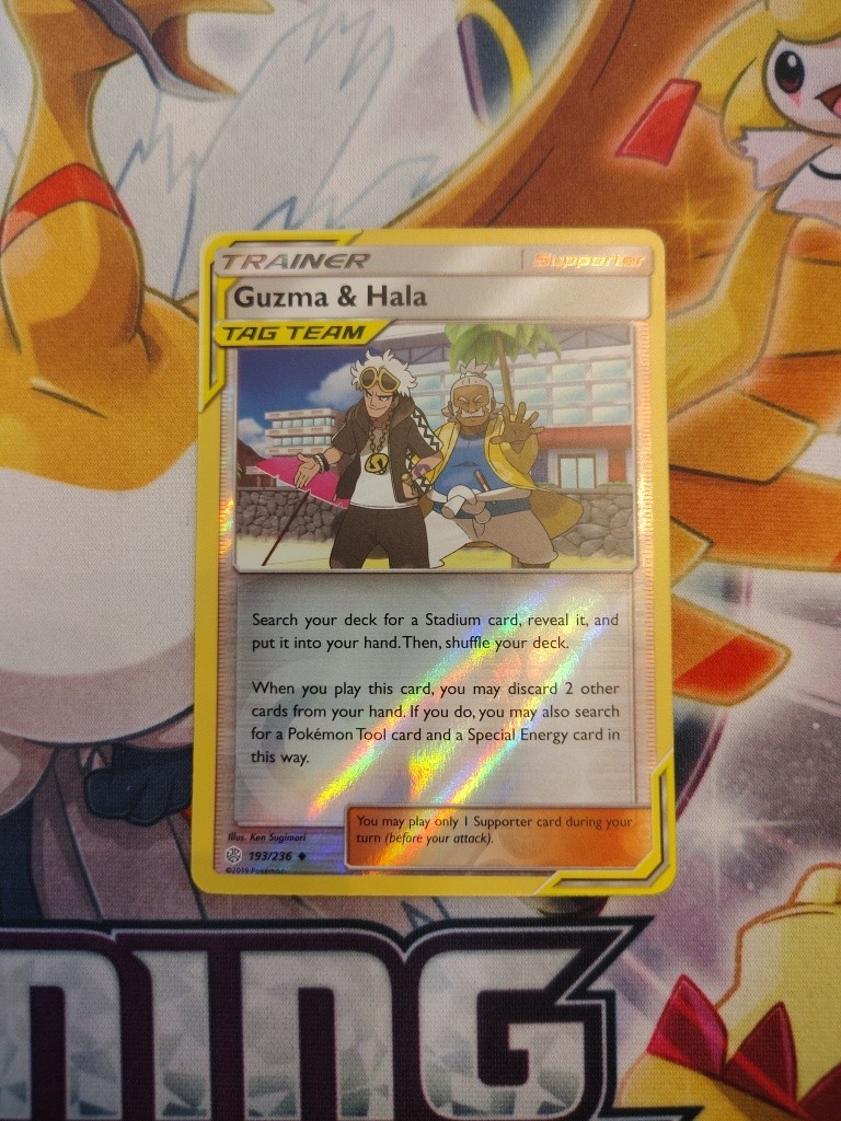Guzma & Hala 193/236 Reverse Holo 2019 Pokemon Cosmic Eclipse Tag Team Card