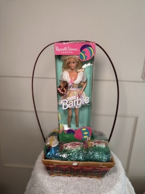 Russell Stover Candies Barbie Easter Chocolate Wicker Woven Gift Basket