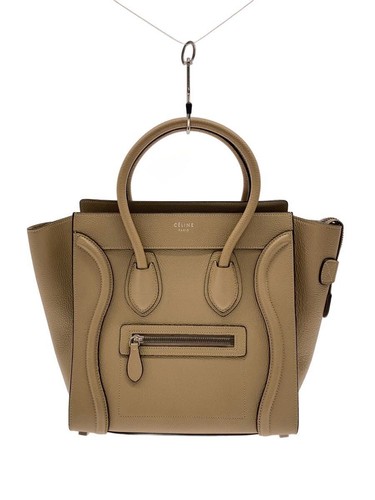 CELINE Handbag Luggage Micro Leather BEG Used