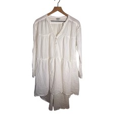 SUNDANCE sheer lightweight button up boho gauzy white shirt dress M