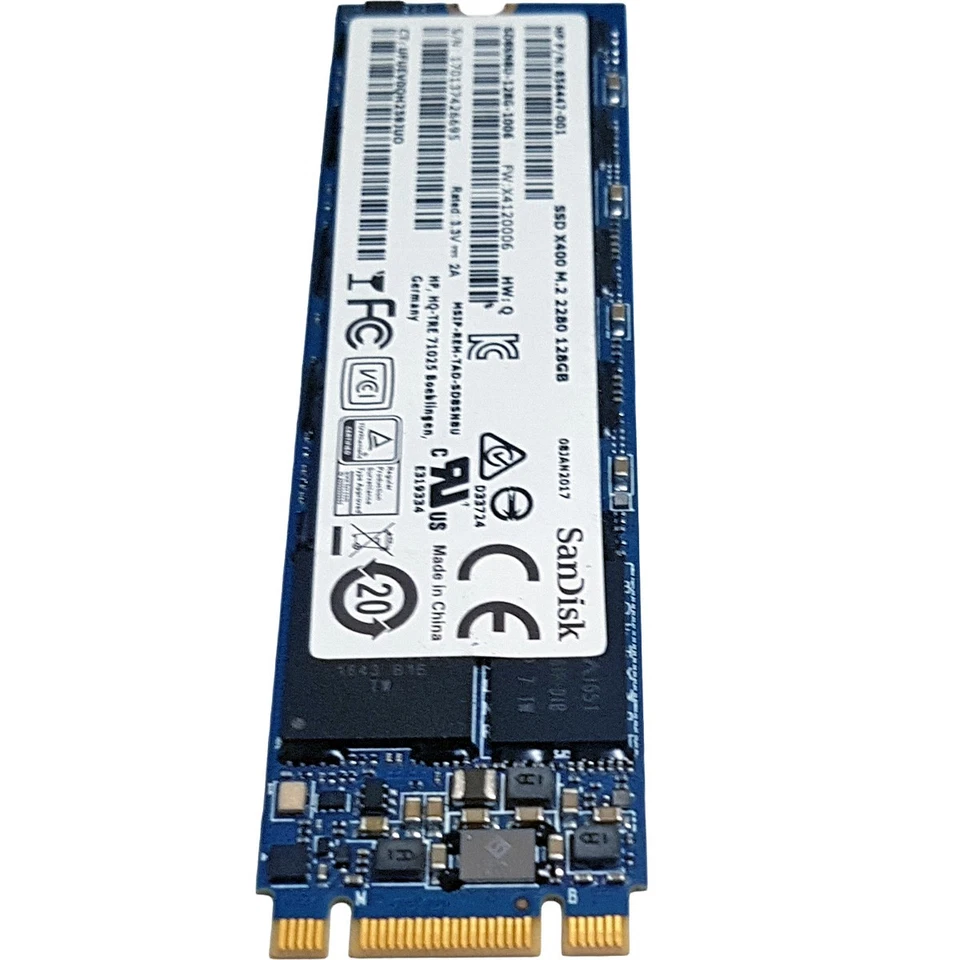HP 856447-001 SanDisk SSD X400 M.2 2280 128GB SATA III SD8SN8U-128G-1006 Card - Bild 3 von 4